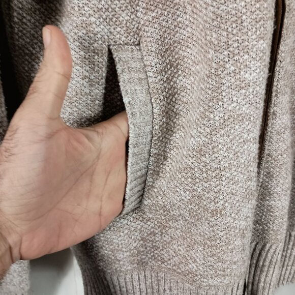 Buffalo David Bitton Sweater Jacket Mens M Beige Full Zip Plaid Lined Cabincore - Picture 4 of 11